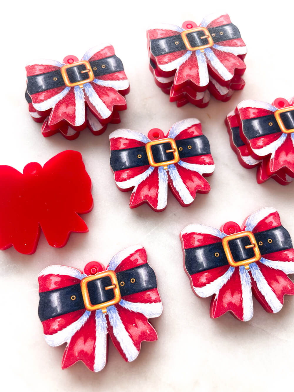 Large - Santa Belt Bow on Red Acrylic