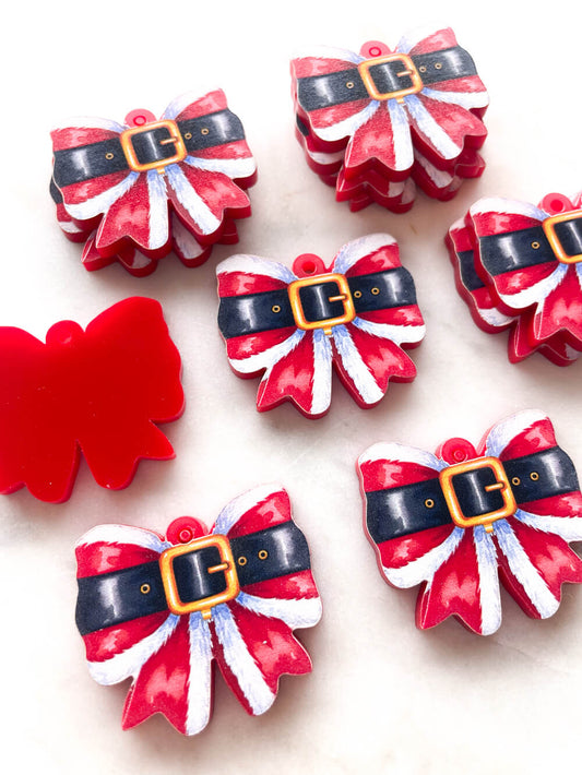 Large - Santa Belt Bow on Red Acrylic