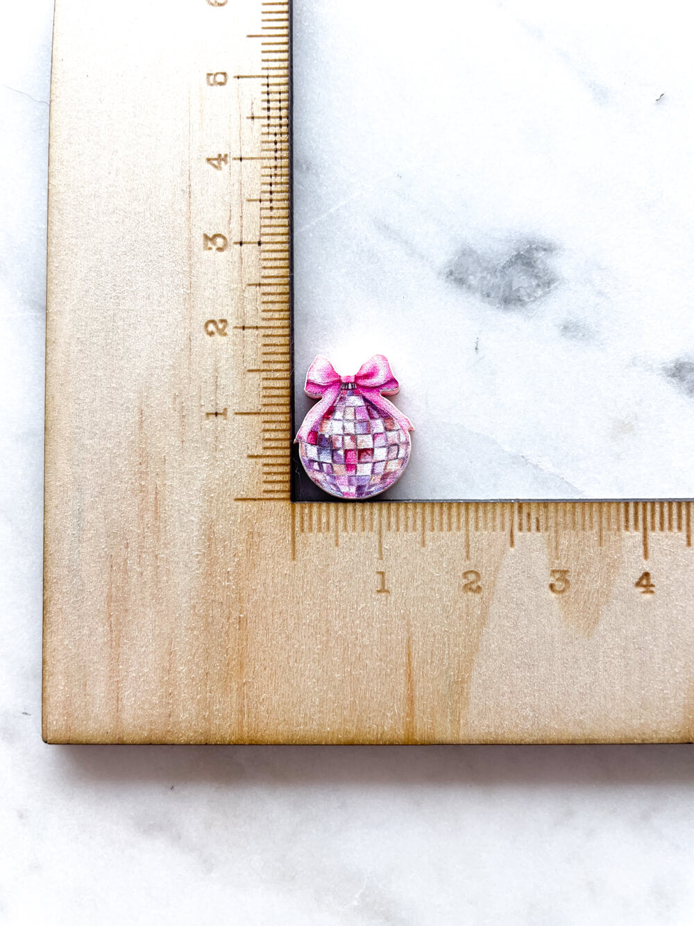 Studs - Baby Pink Disco Ball Bauble on Baby Pink Acrylic