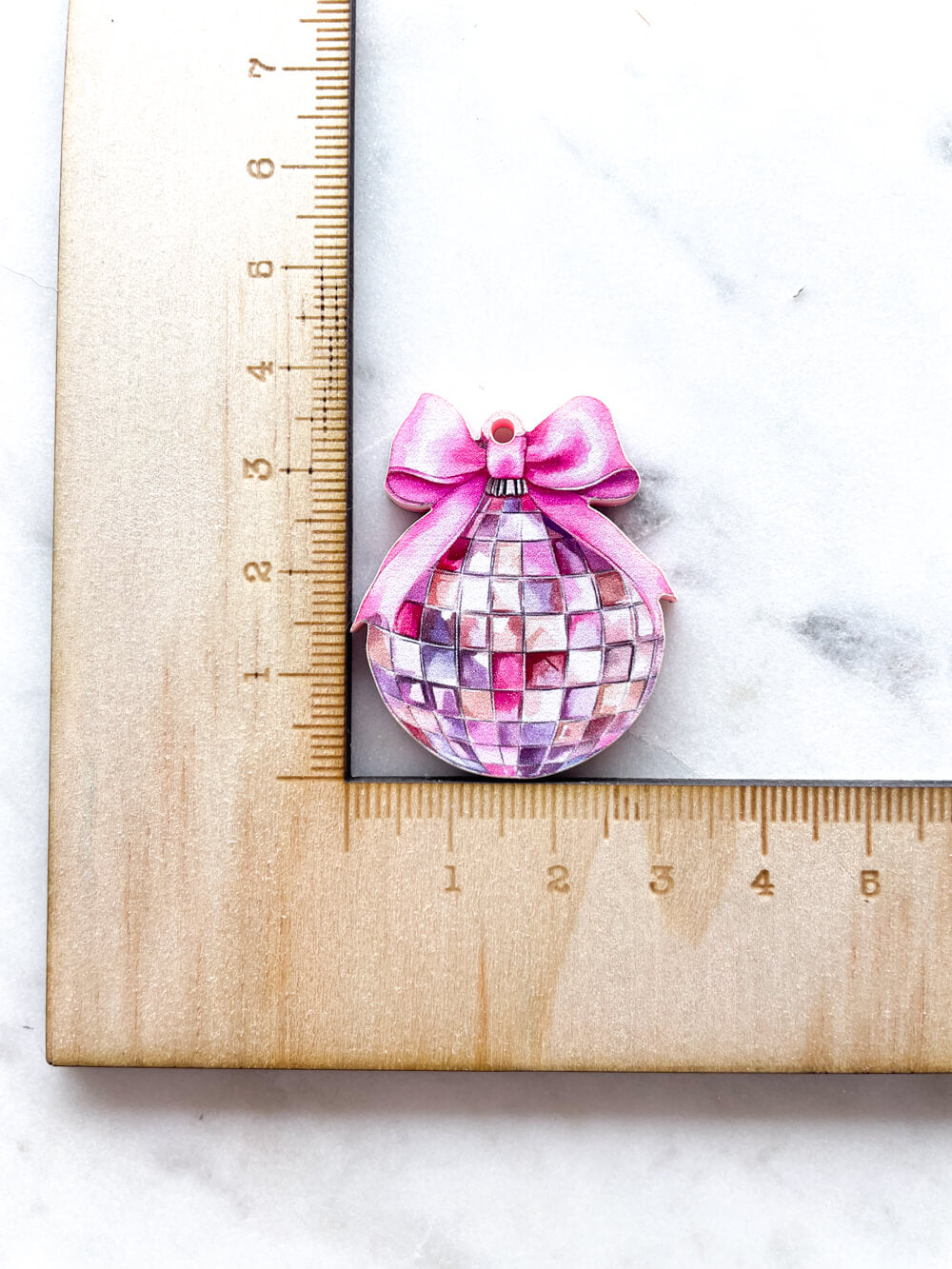 Large - Baby Pink Disco Ball Bauble on Baby Pink Acrylic