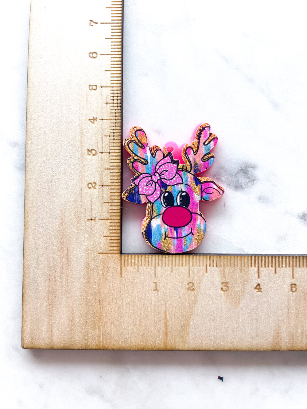 Large - Brushstroke Rudolf Reindeer on Bright Pink