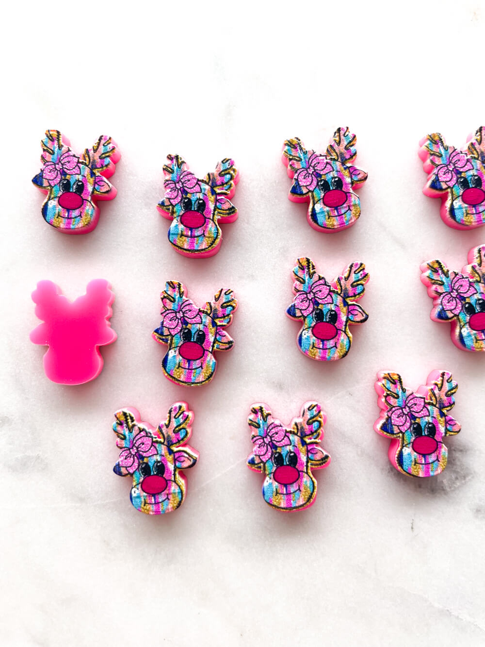 Stud - Brushstroke Rudolf Reindeer on Bright Pink