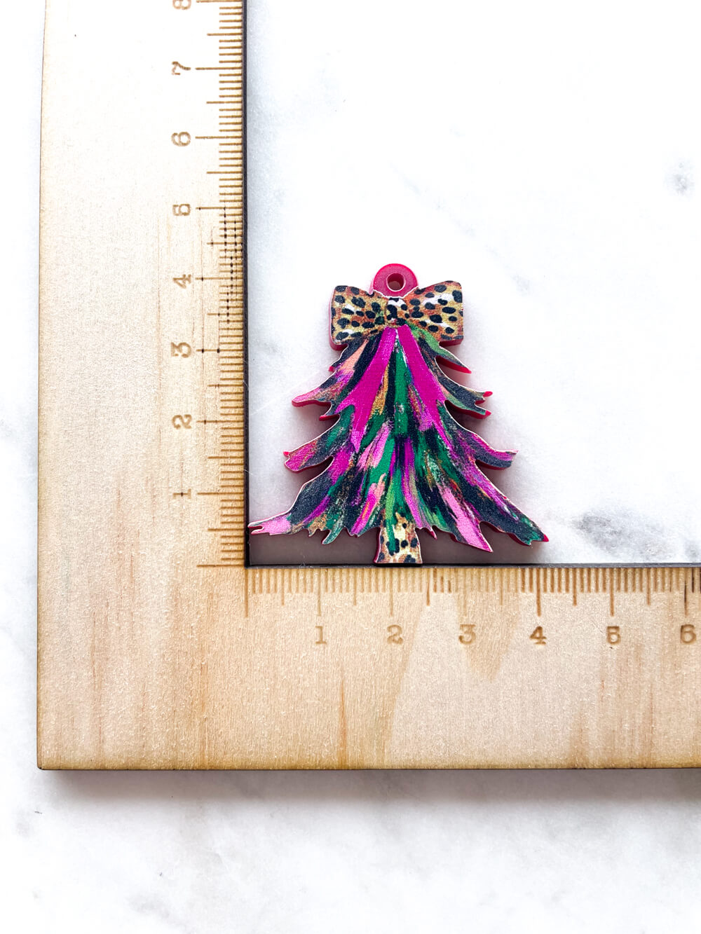 Large - Brushtroke Christmas Tree 5 on on Raspberry Acrylic