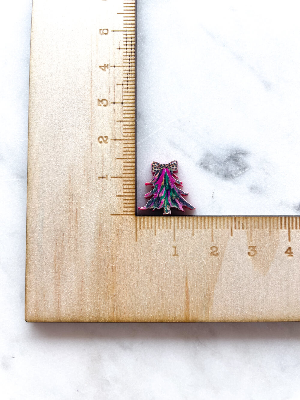 Studs - Brushstroke Christmas Tree 5 on on Raspberry Acrylic