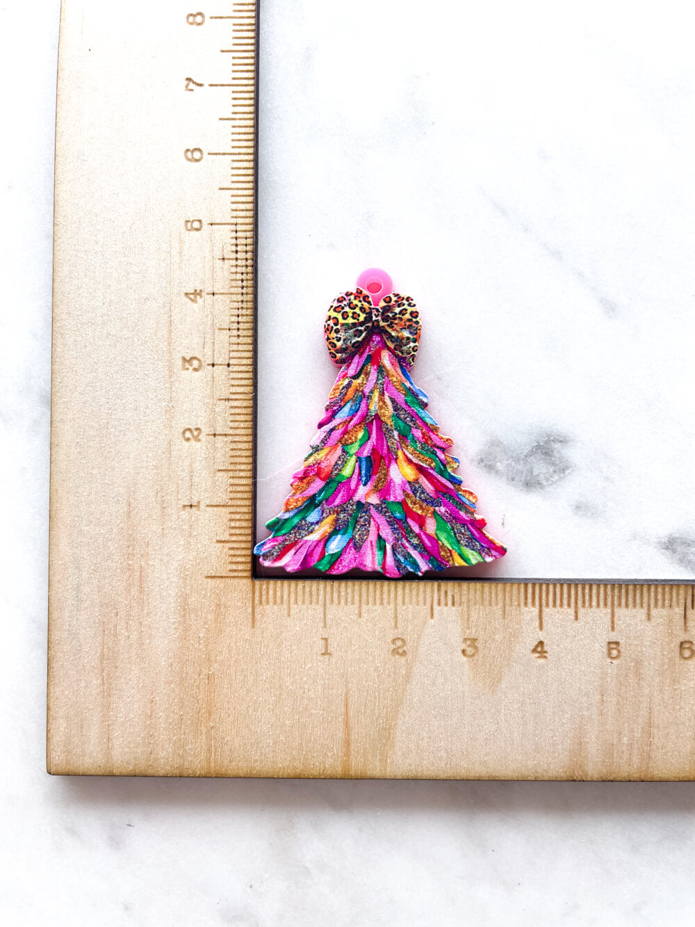 Large - Glitter Christmas Tree on Bright Pink Acrylic