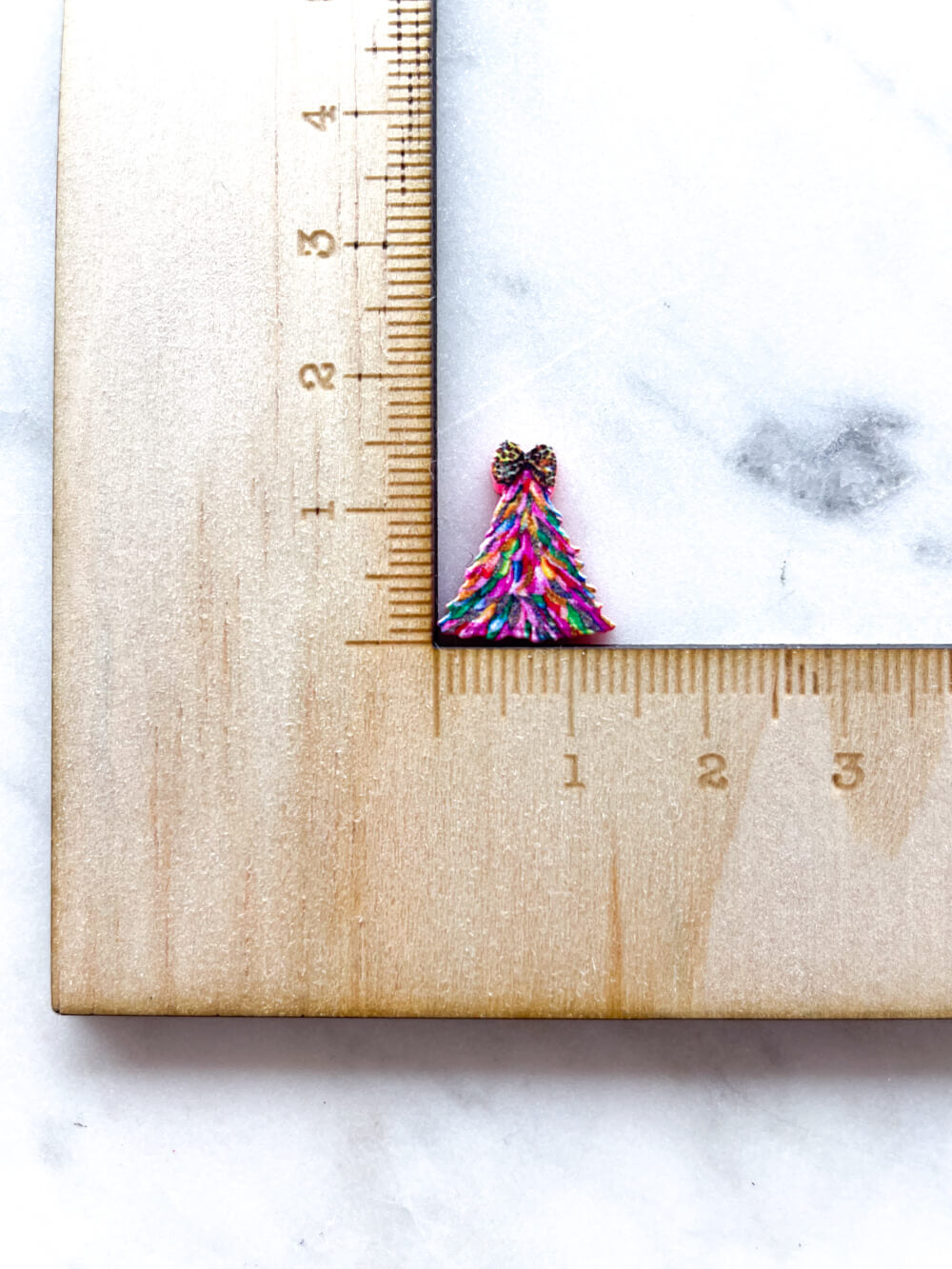 Studs - Glitter Christmas Tree on Bright Pink Acrylic