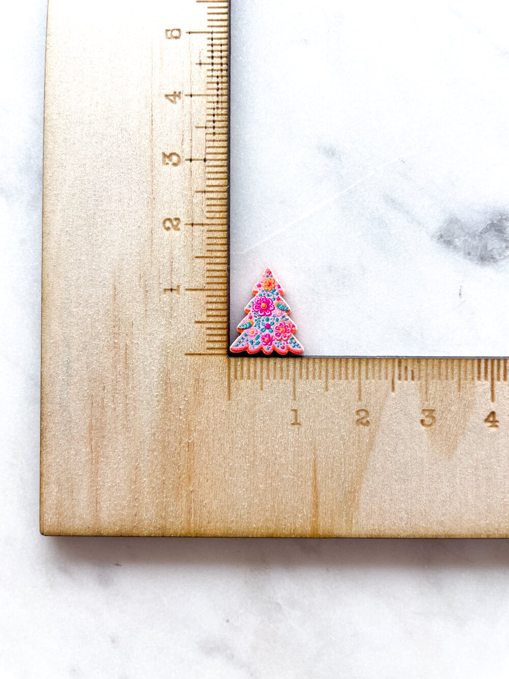 Stud - Gingerbread Christmas Tree on Salmon Acrylic