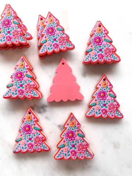 Large - Gingerbread Christmas Tree on Salmon Acrylic