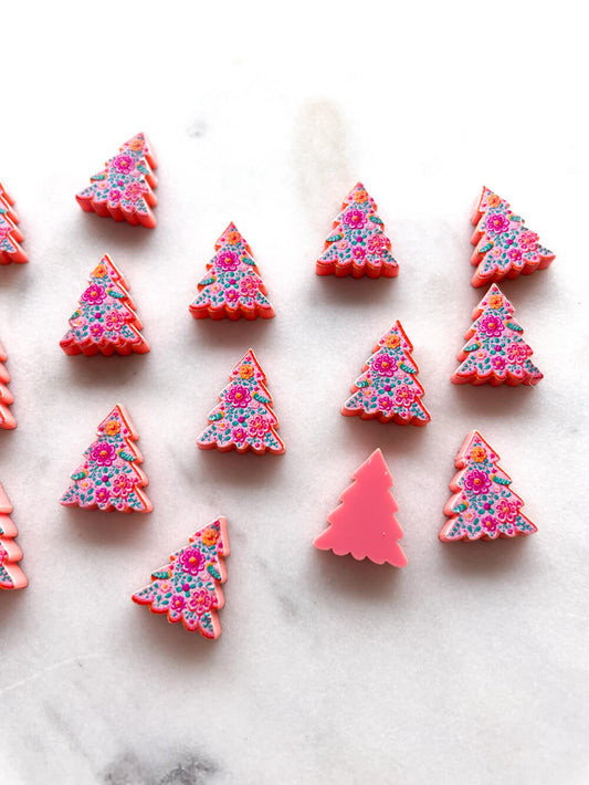 Stud - Gingerbread Christmas Tree on Salmon Acrylic
