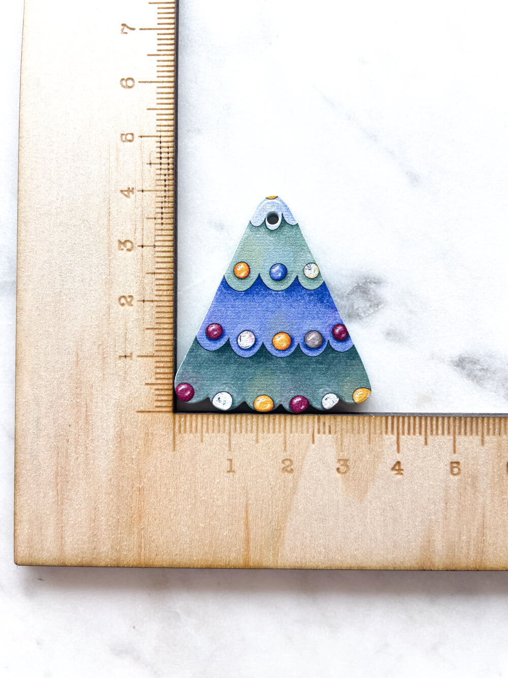 Large - Folk Christmas Tree 2 on Muted Green Acrylic