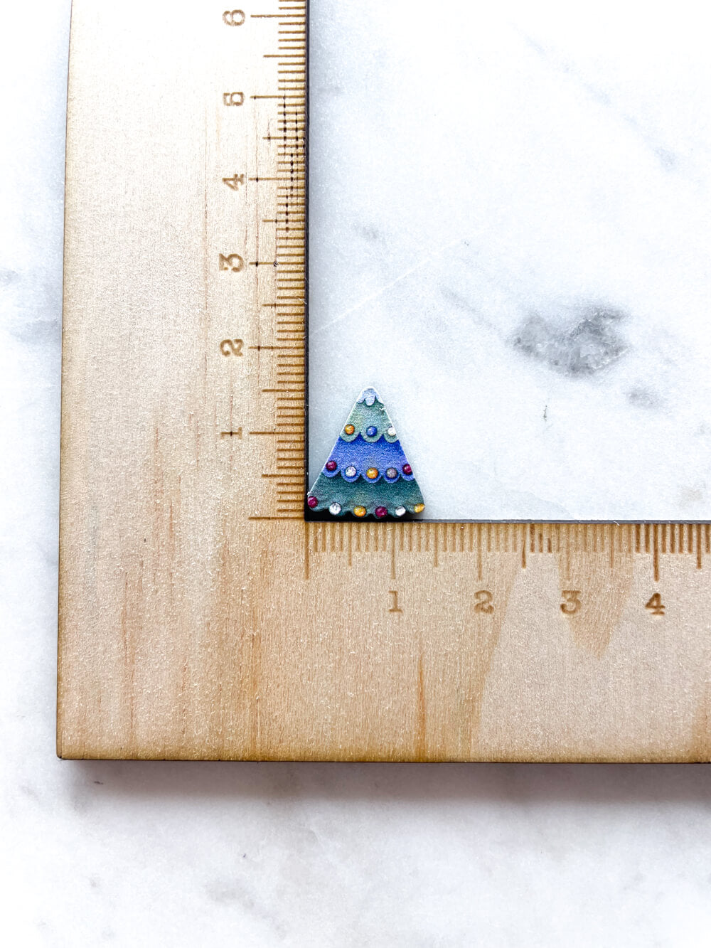 Studs - Folk Christmas Tree 2 on Muted Green Acrylic