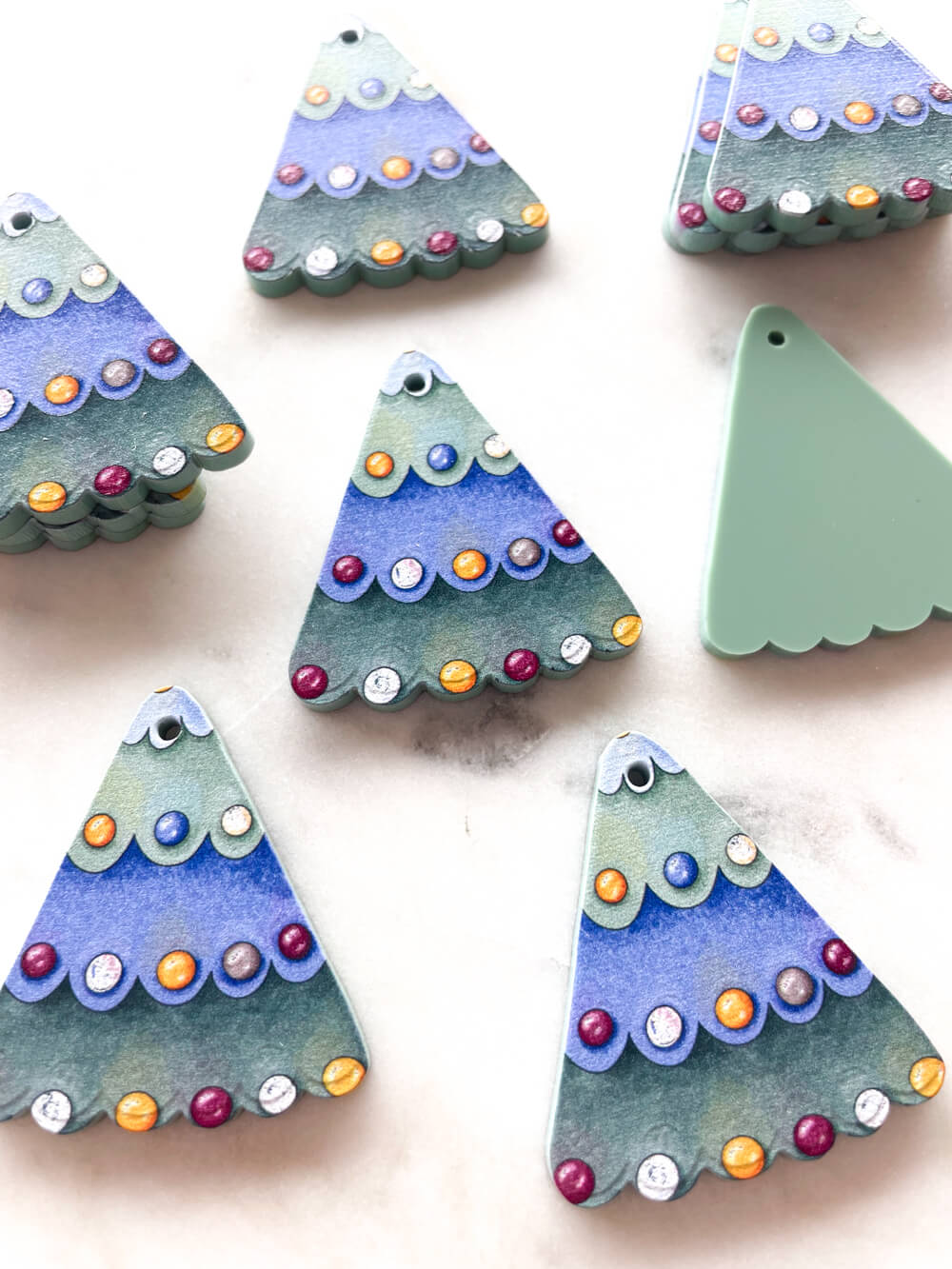 Large - Folk Christmas Tree 2 on Muted Green Acrylic