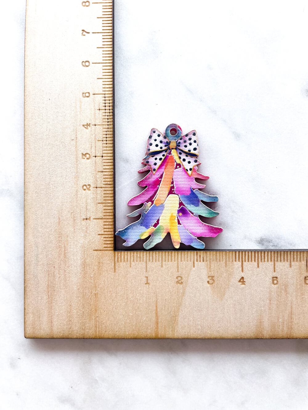 Large - Watercolour Christmas Tree 2 on Raspberry Acrylic