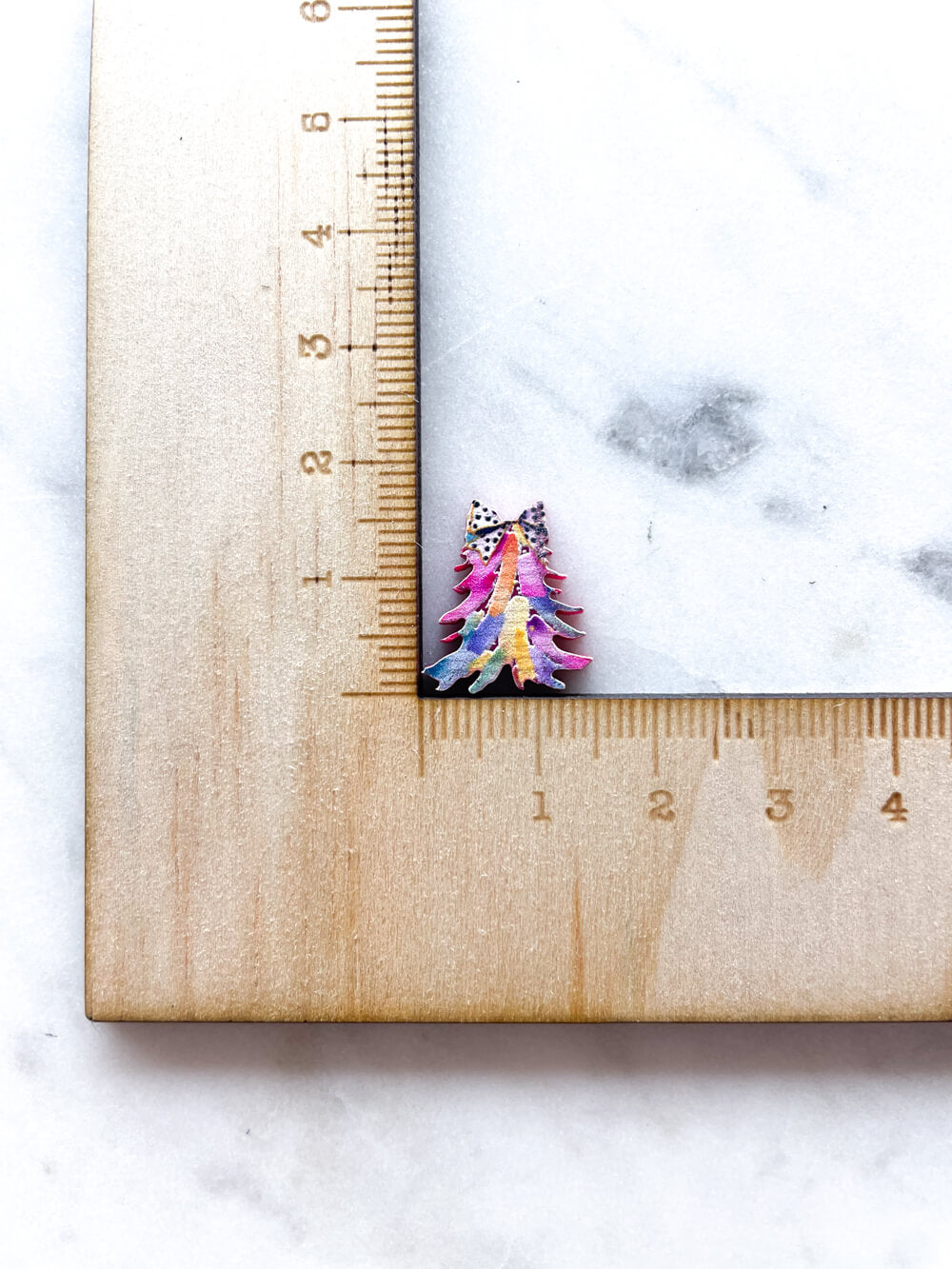 Studs - Watercolour Christmas Tree 2 on Raspberry Acrylic