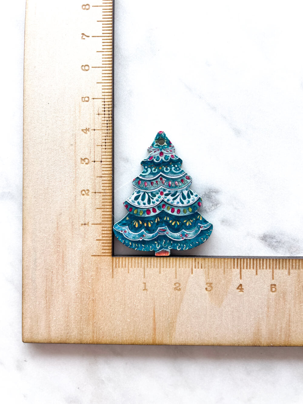 Large - Folk Christmas Tree on Muted Green Acrylic