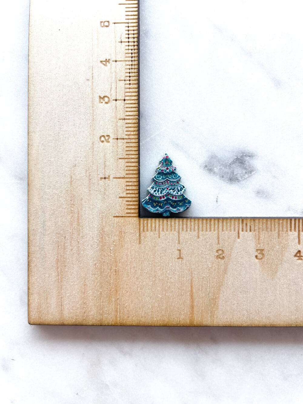 Studs - Folk Christmas Tree on Muted Green Acrylic