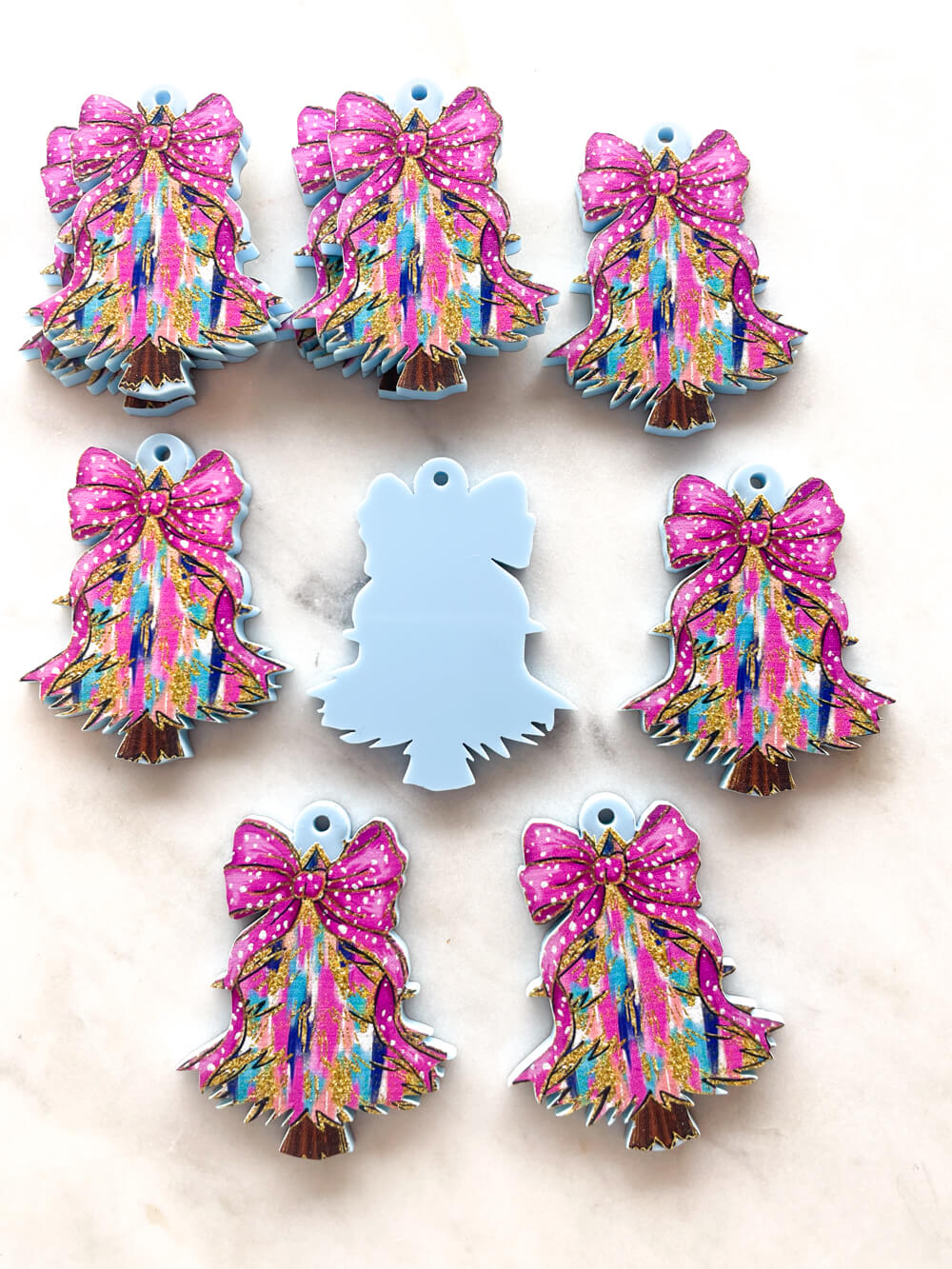 Large - Brushtroke Christmas Tree 2 on Pastel Blue Acrylic