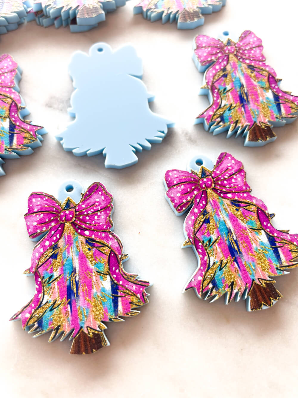 Large - Brushtroke Christmas Tree 2 on Pastel Blue Acrylic