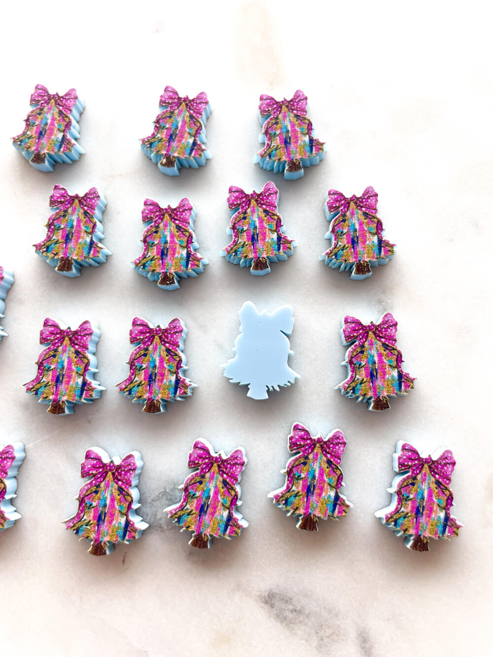 Studs - Brushstroke Christmas Tree 2 on Pastel Blue Acrylic