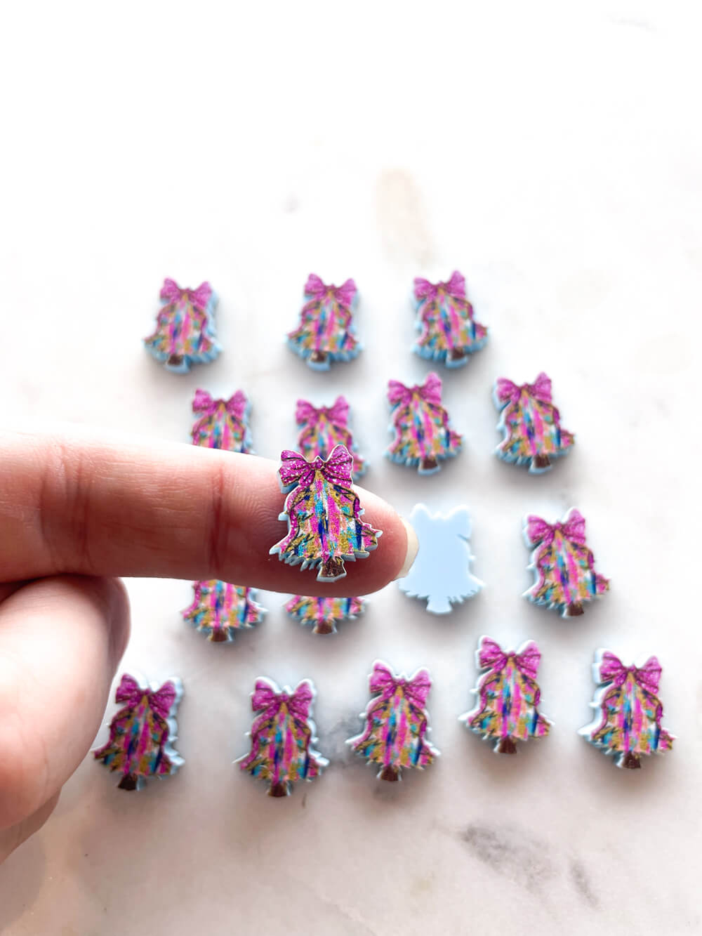 Studs - Brushstroke Christmas Tree 2 on Pastel Blue Acrylic