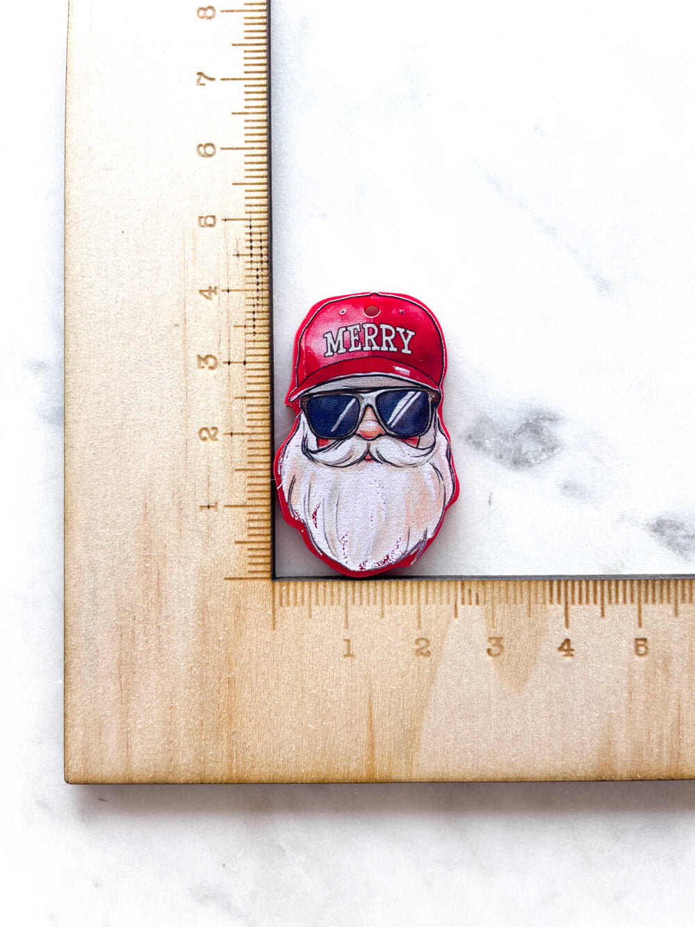 Large - Hipster Santa on Red Acrylic