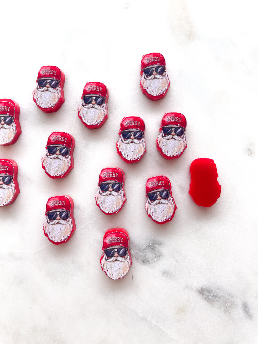 Studs - Hipster Santa on Red Acrylic