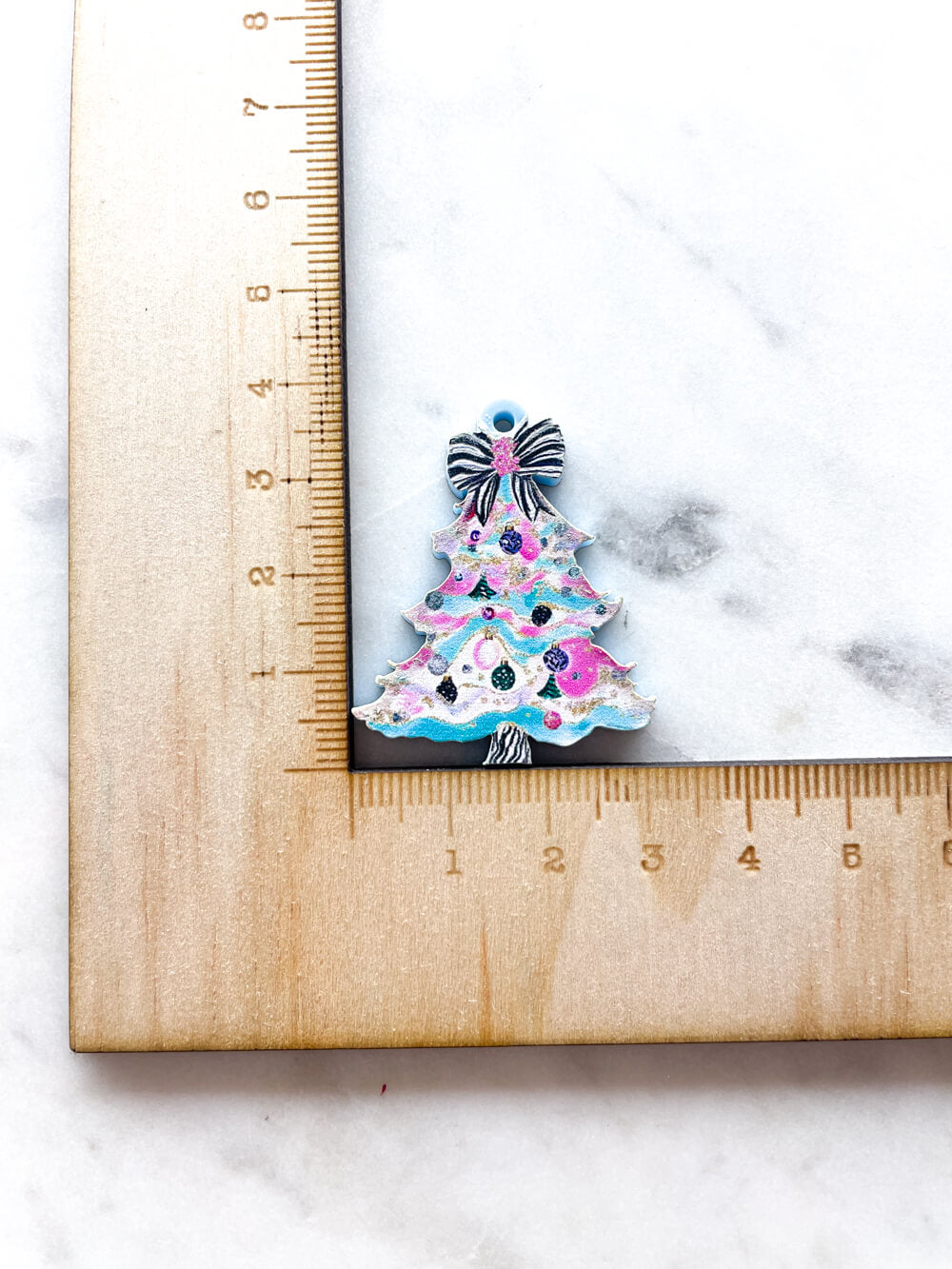 Large - Brushtroke Christmas Tree 7 on Pastel Blue Acrylic