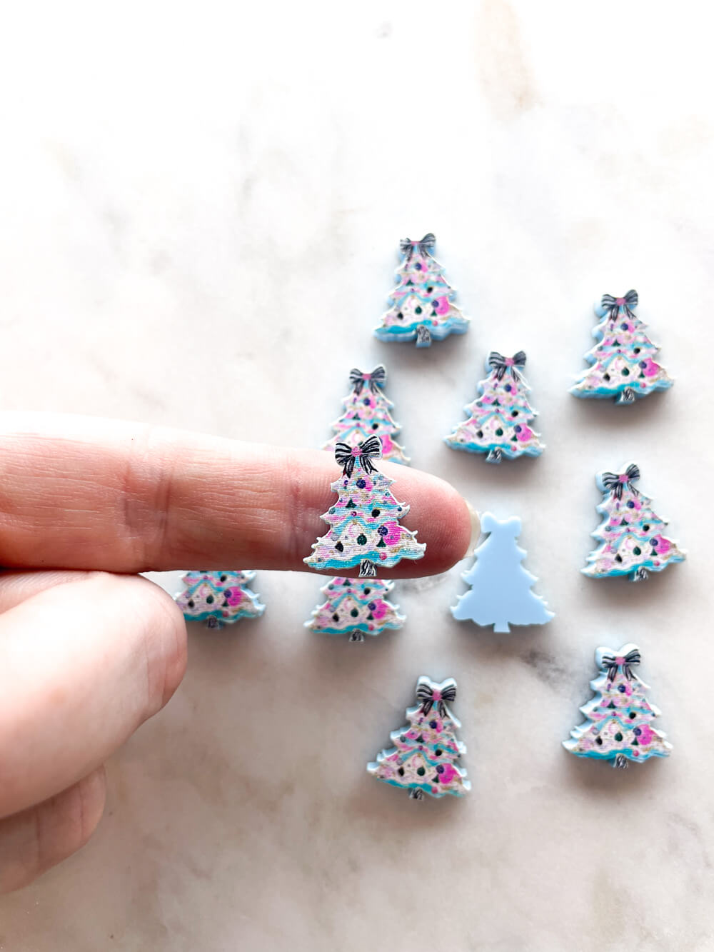 Studs - Brushstroke Christmas Tree 7 on Pastel Blue Acrylic