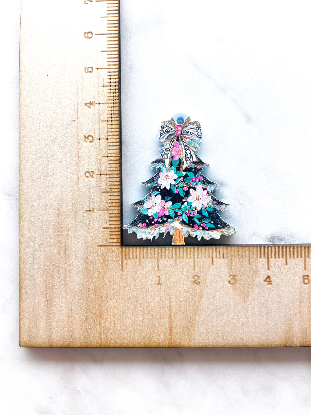 Large - Brushtroke Christmas Tree 8 on Pastel Blue Acrylic