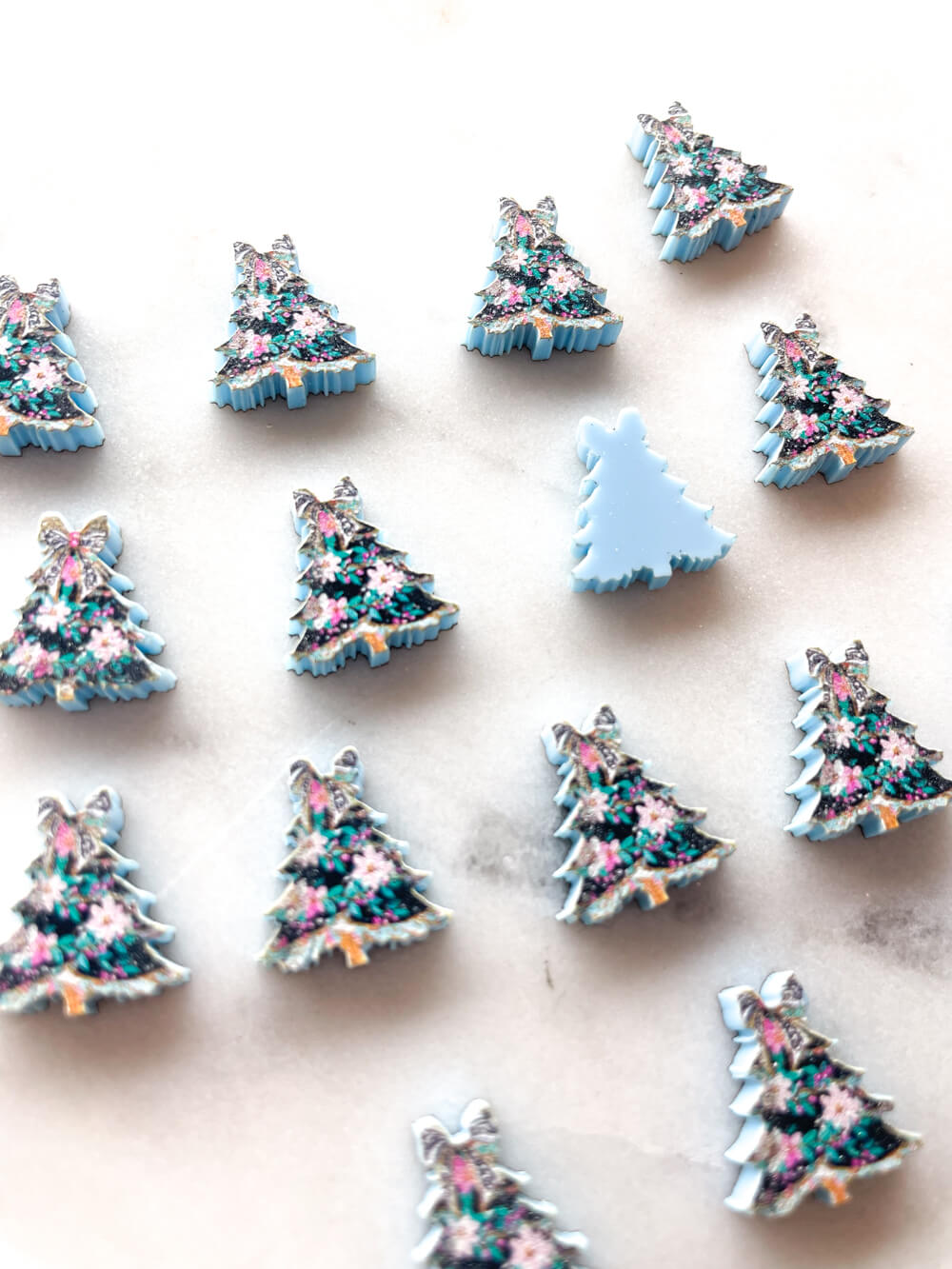 Studs - Brushstroke Christmas Tree 8 on Pastel Blue Acrylic