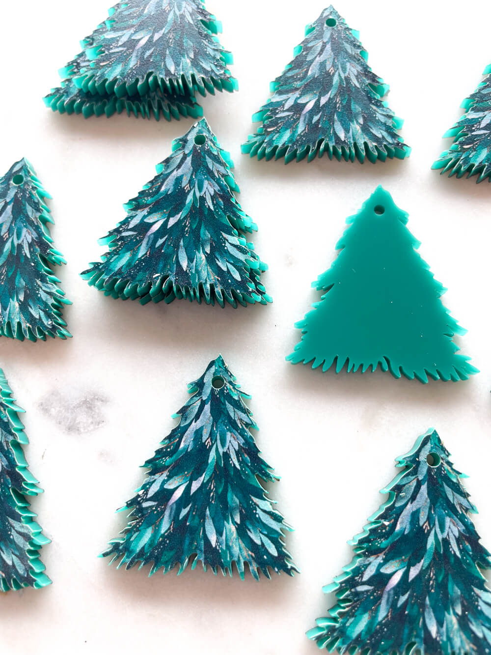 Large - Brushtroke Christmas Tree 4 on Deep Green Acrylic