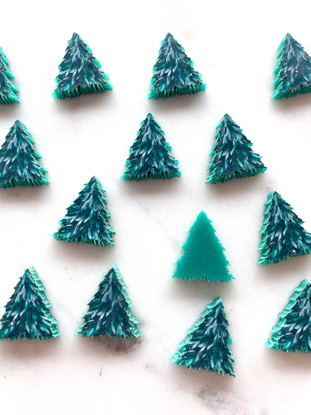 Studs - Brushstroke Christmas Tree 6 on Deep Green