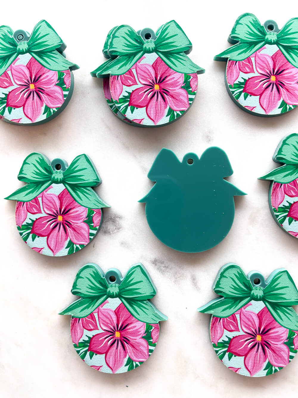 Large - Hawaiian Bauble on Forest Green Acrylic