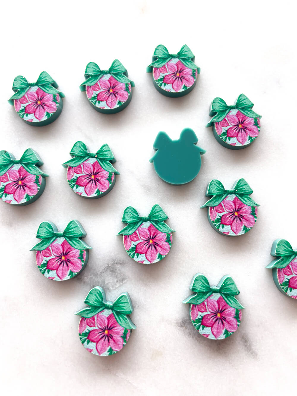 Studs - Hawaiian Bauble on Forest Green Acrylic