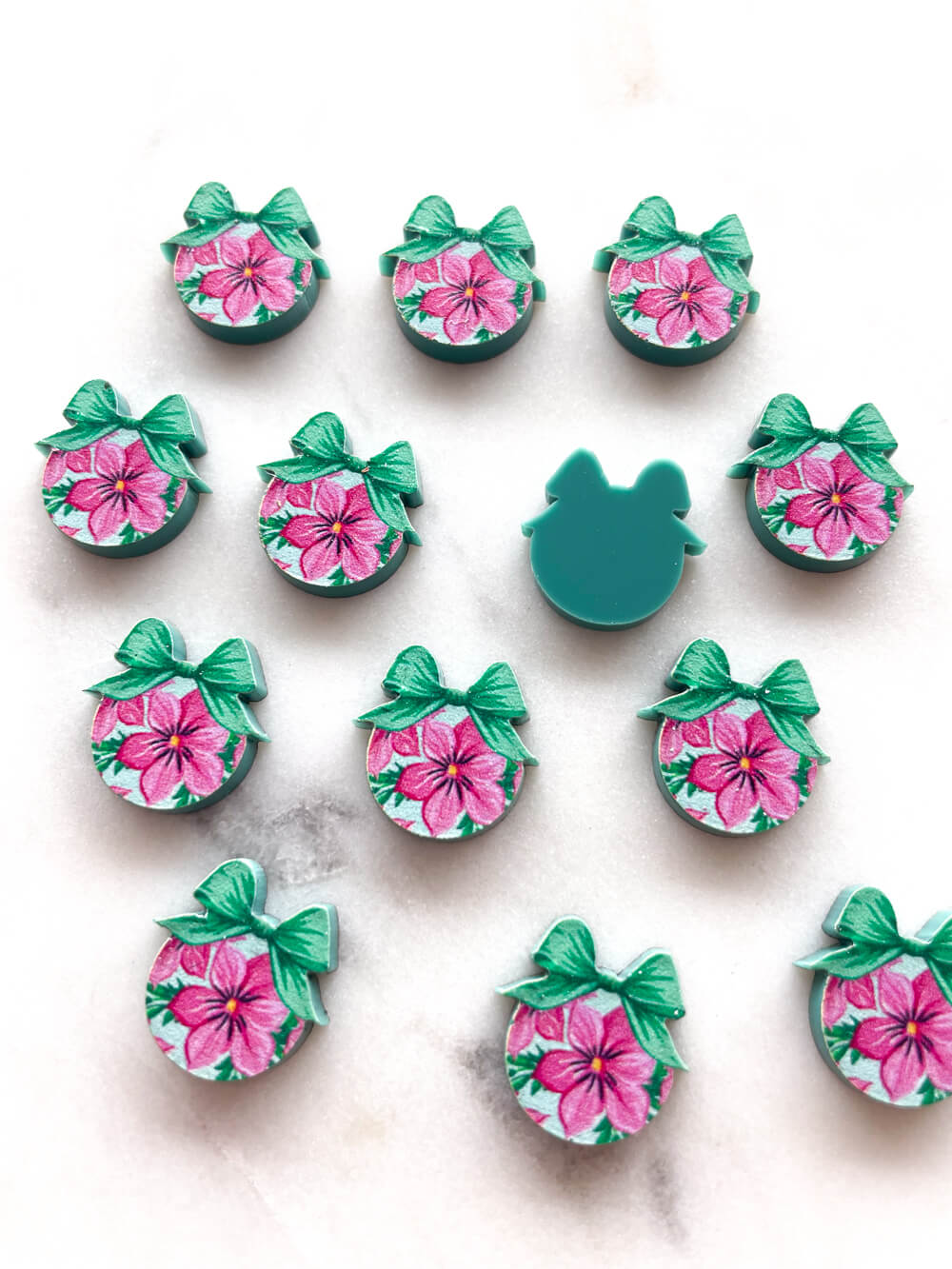 Studs - Hawaiian Bauble on Forest Green Acrylic