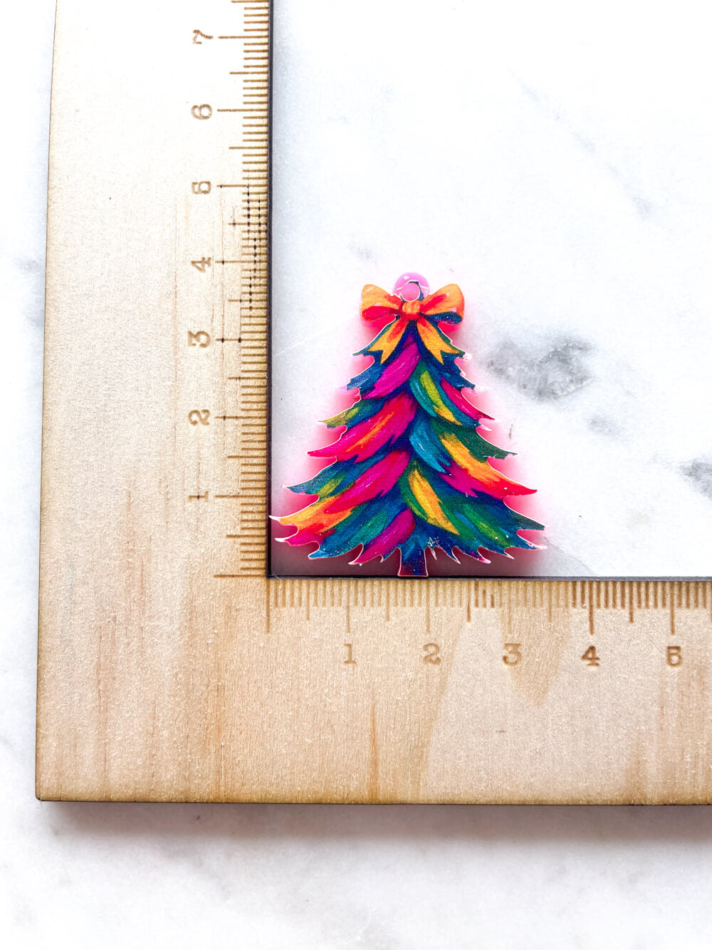 Large - Brushtroke Christmas Tree 12 on Bright Pink Acrylic