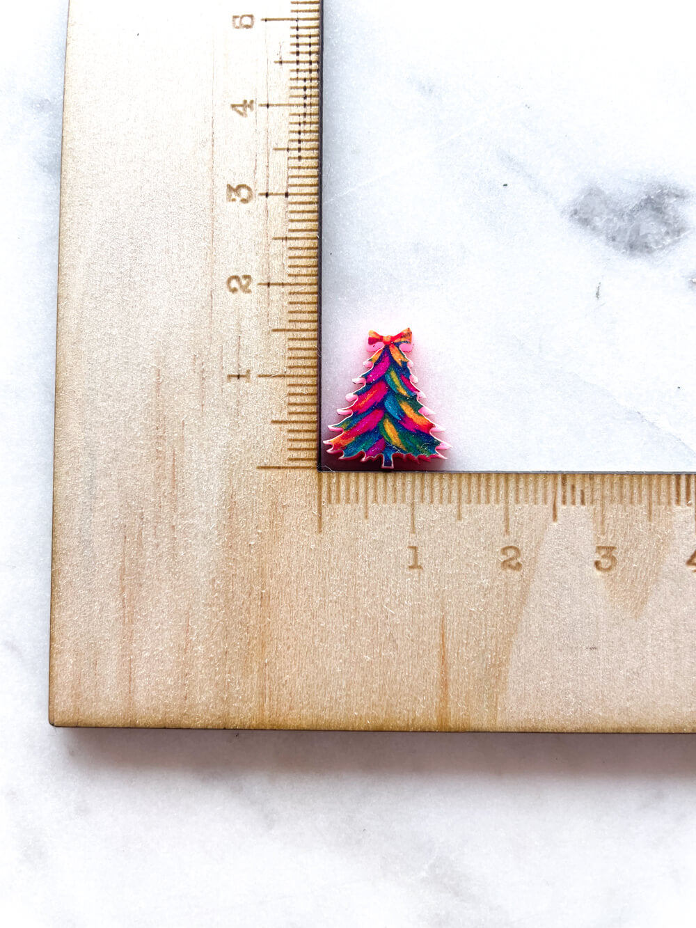 Studs - Brushstroke Christmas Tree 12 on Bright Pink Acrylic