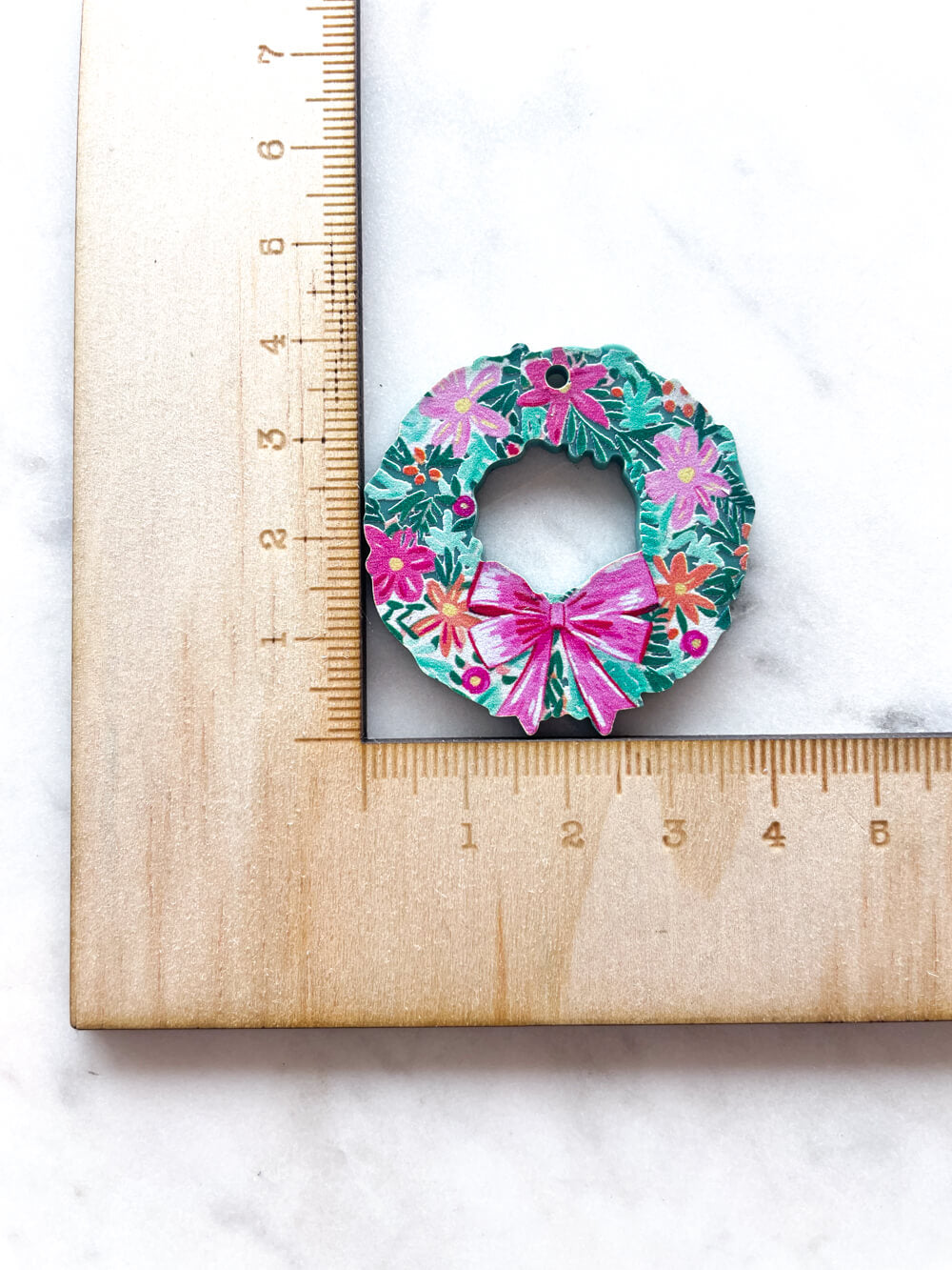 Large - Flower Wreath on Forest Green Acrylic