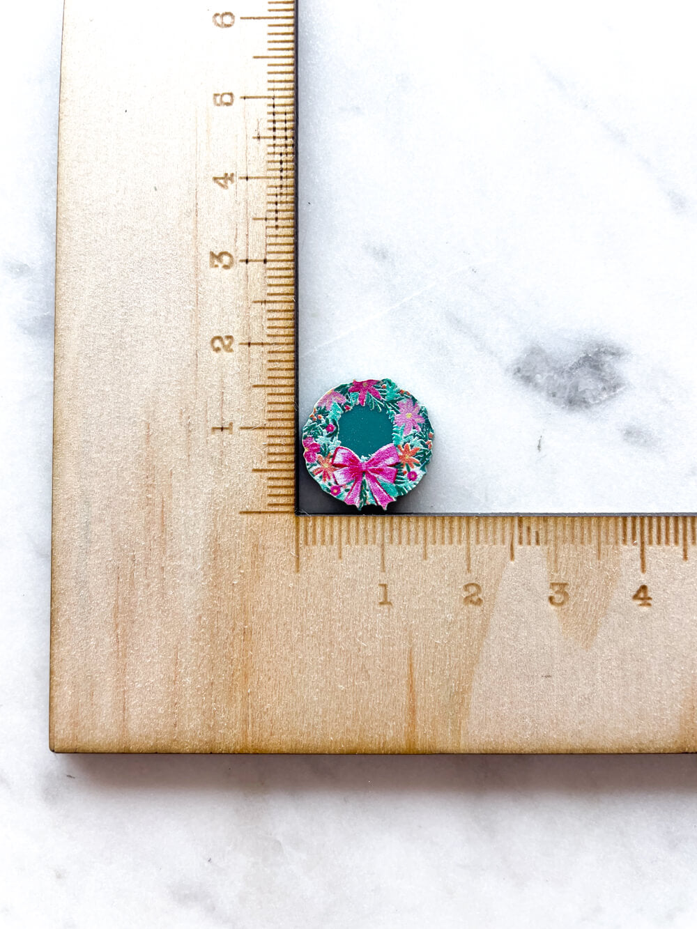 Studs - Floral Wreath on Forest Green Acrylic