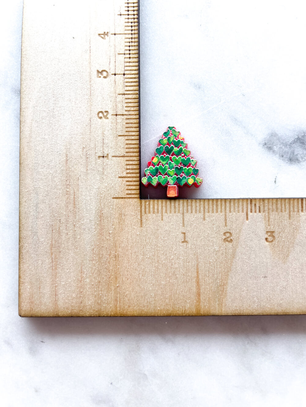 Studs - Love heart Christmas Tree on Red