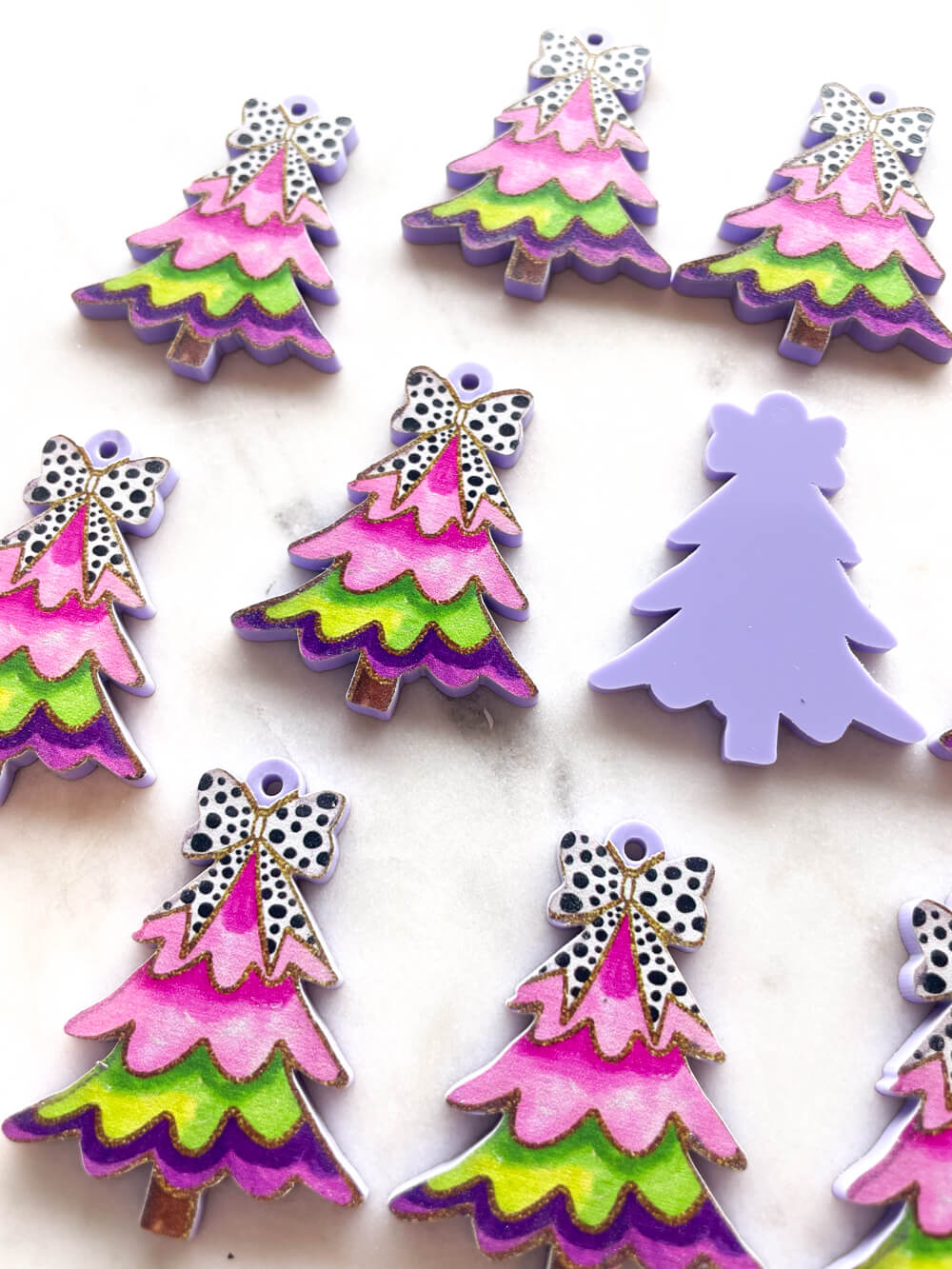 Large - Watercolour Christmas Tree 3 on Lilac Acrylic