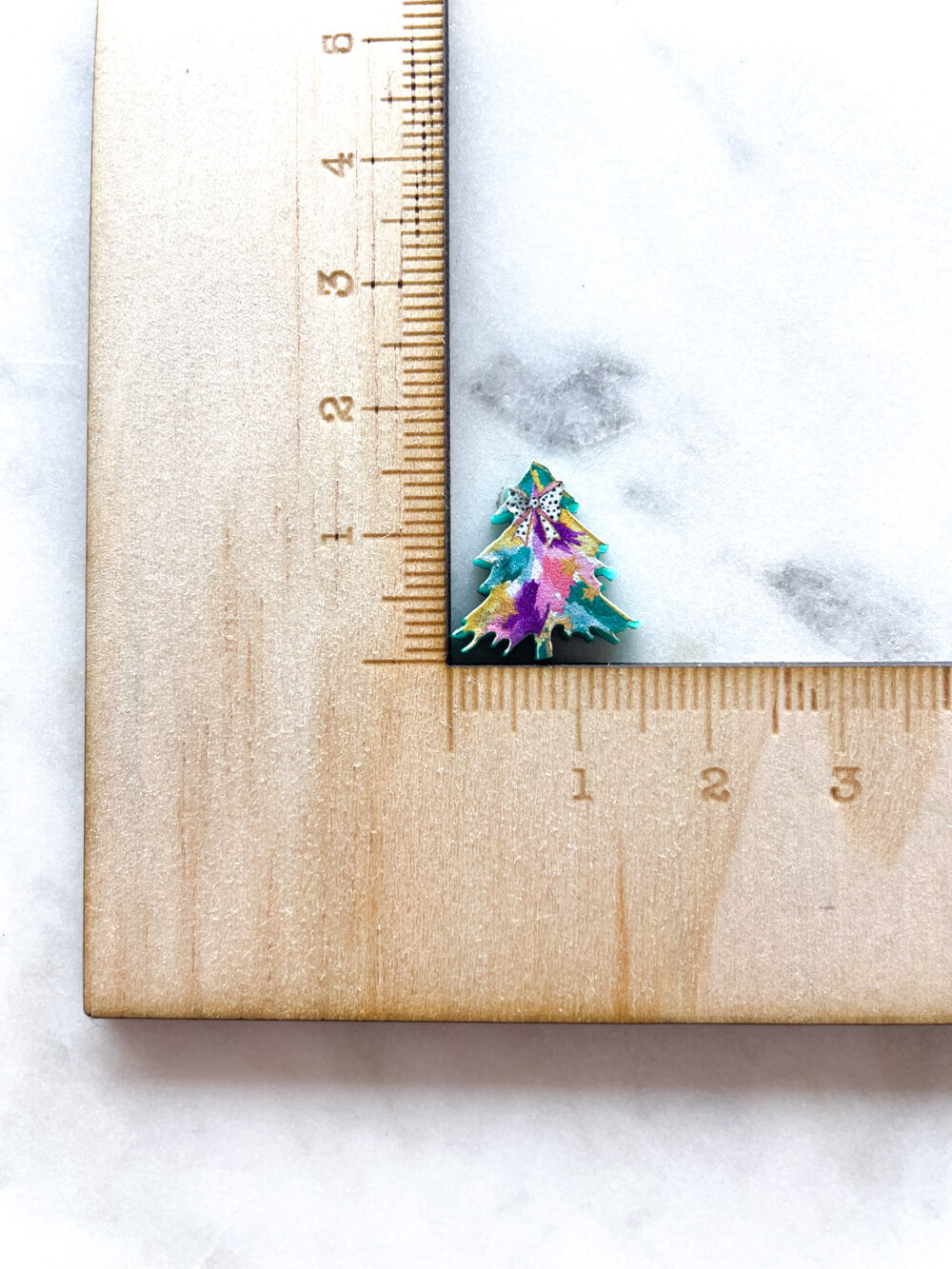 Studs - Watercolour Christmas Tree on Deep Green Acrylic