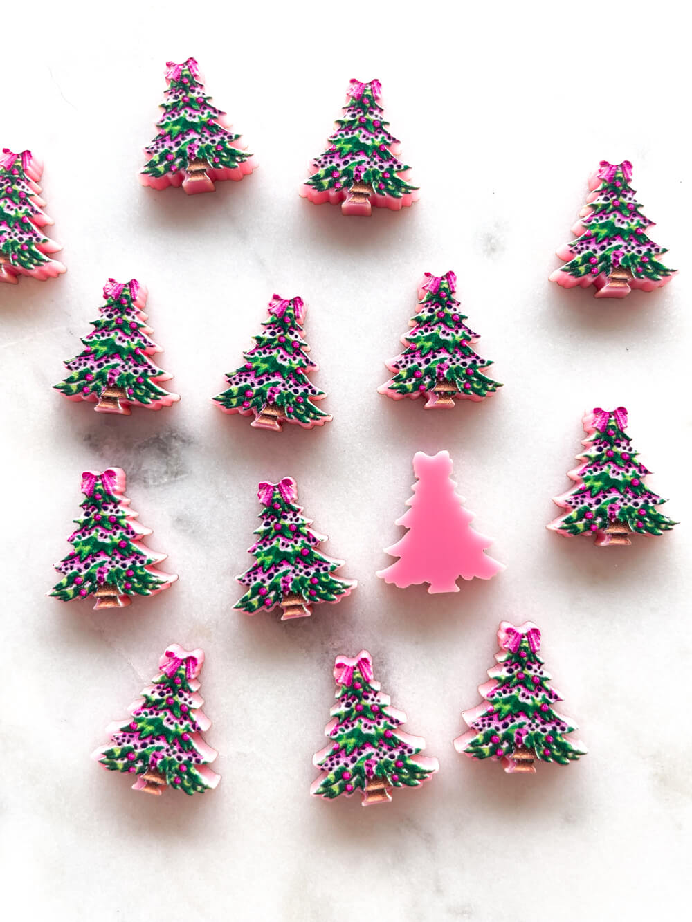 Studs - Leopard Christmas Tree on Pink Acrylic