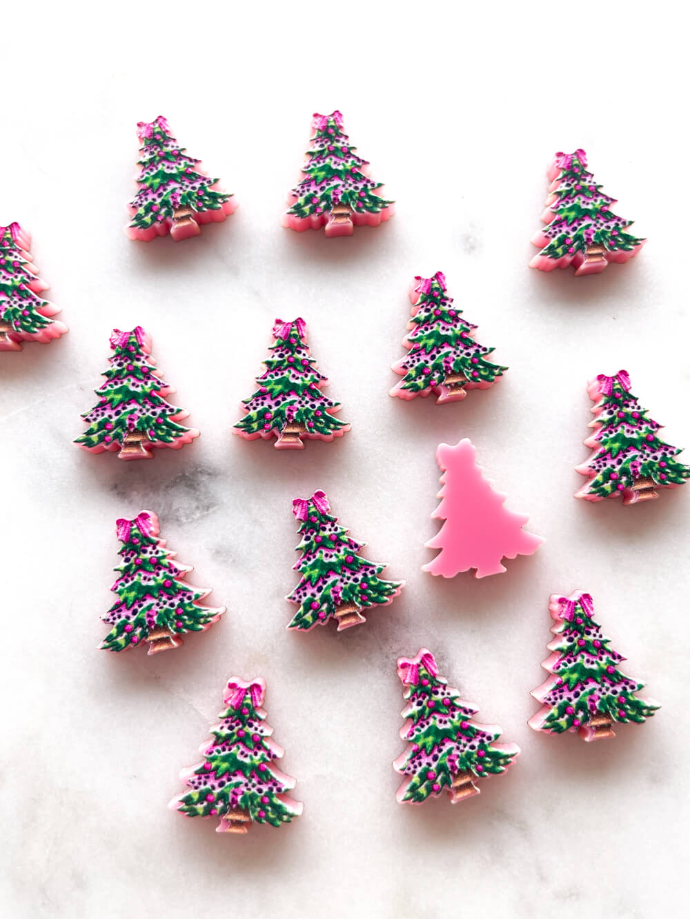 Studs - Leopard Christmas Tree on Pink Acrylic