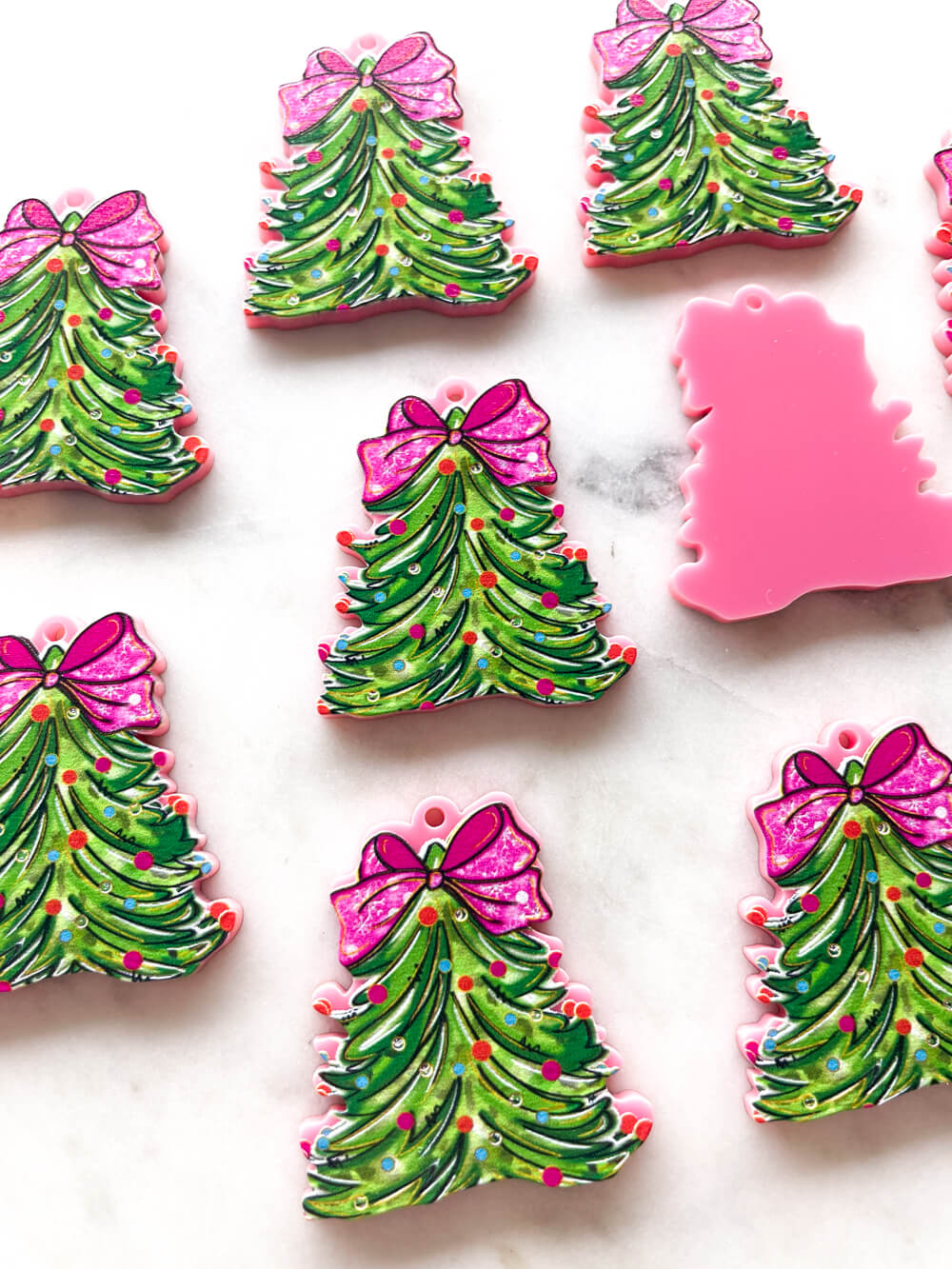 Large - Brushstroke Christmas Tree 7 on Pink Acrylic