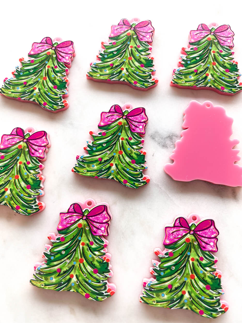 Large - Brushstroke Christmas Tree 7 on Pink Acrylic