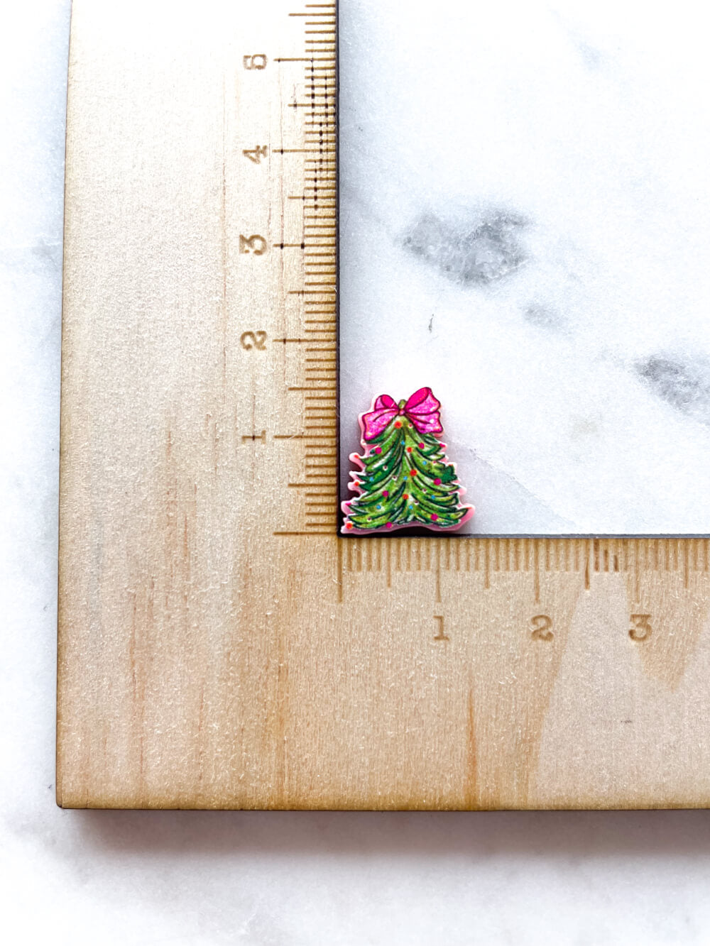Studs - Brushstroke Christmas Tree 7 on Pink Acrylic