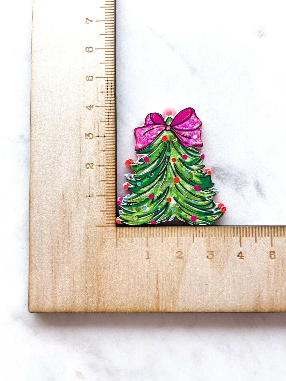 Large - Brushstroke Christmas Tree 7 on Pink Acrylic