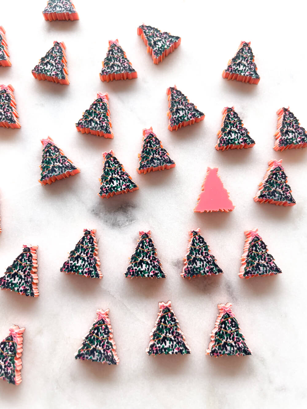 Studs - Brushstroke Christmas Tree 6 on Salmon Acrylic