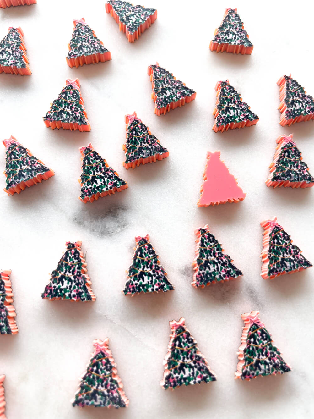 Studs - Brushstroke Christmas Tree 6 on Salmon Acrylic